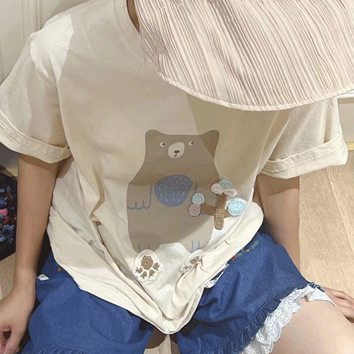 (2color)곰돌이티셔츠 여성의류쇼핑몰 네이비튜튜
