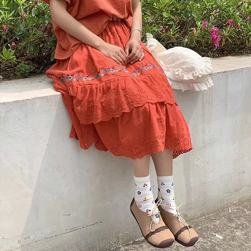 (3color)이키린넨꽃자수스커트 여성의류쇼핑몰 네이비튜튜