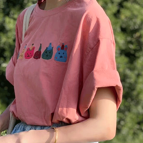 (2color)곰돌이 자수 티셔츠 여성의류쇼핑몰 네이비튜튜