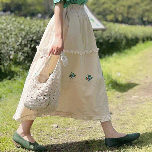 (2color)보나꽃 자수스커트 여성의류쇼핑몰 네이비튜튜