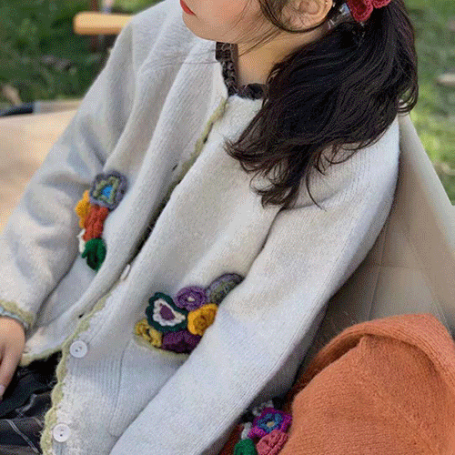 주머니 꽃데코가디건(2color) 여성의류쇼핑몰 네이비튜튜